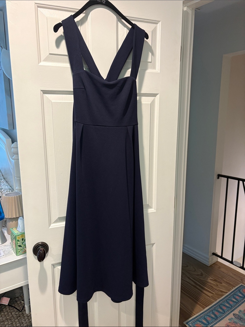 Cider Navy Cross Back Midi A-Line Dress